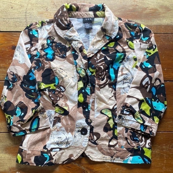 RQT Women’s Fitted Blazer Abstract Multicolor Medium - Picture 1 of 9